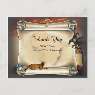 African Safari  Sunset Thank You Invitation Postcard