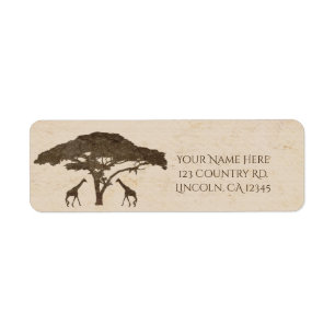 African Safari Two Giraffes & Tree Vintage Wedding