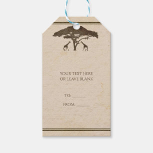 African Safari Two Giraffes & Tree Vintage Wedding Gift Tags