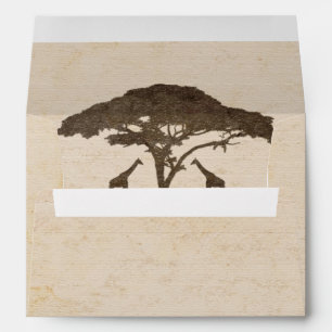 African Safari Two Giraffes Wedding Invitation Envelopes