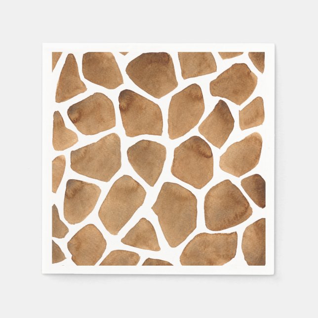 African Safari | Watercolor Giraffe Pattern Napkin (Front)