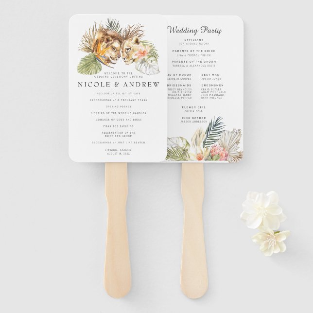 African Safari | Wedding Program Hand Fan (Front and Back)