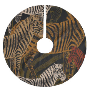 African Safari: Zebra Vintage Design Brushed Polyester Tree Skirt