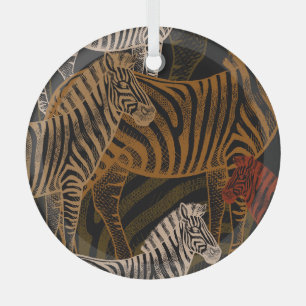 African Safari: Zebra Vintage Design Glass Tree Decoration