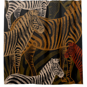 African Safari: Zebra Vintage Design Shower Curtain