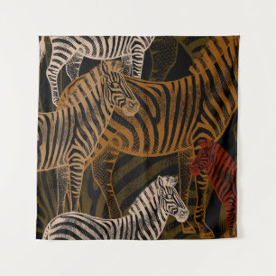 African Safari: Zebra Vintage Design Tapestry