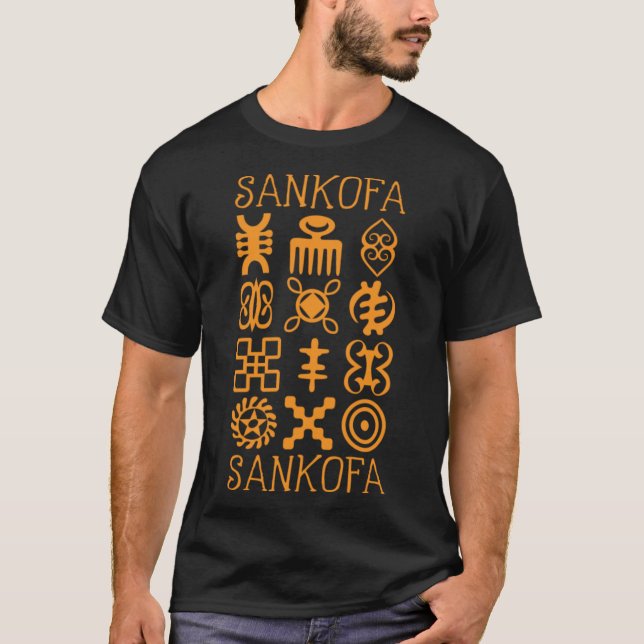 African Sankofa Adinkra Symbols. Ghana  Black Prid T-Shirt (Front)