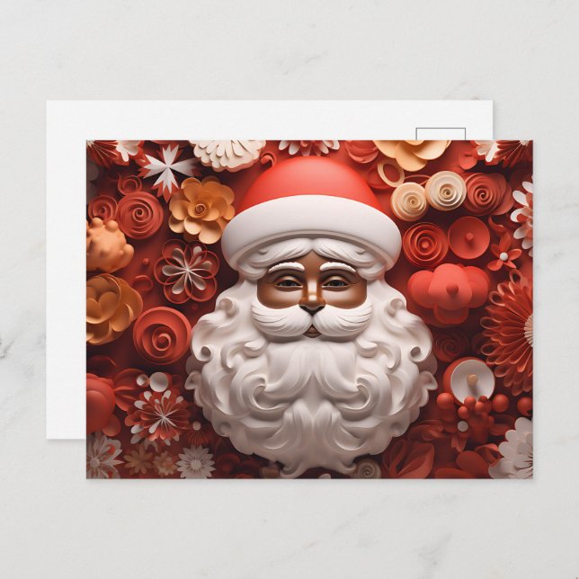African Santa Black Claus Melanin Christmas Xmas Announcement Postcard (Front/Back)