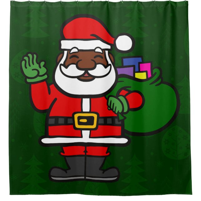 african santa christmas gifts shower curtain (Front)