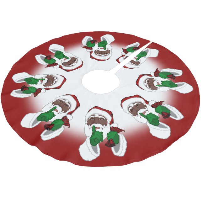 African Santa Christmas Tree Skirt Black Santa Dec (Angled)