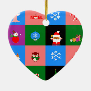african santa claus colorblock ceramic tree decoration