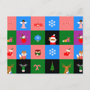 african santa claus colorblock holiday postcard