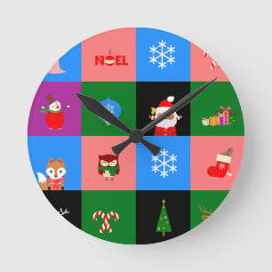 african santa claus colorblock round clock