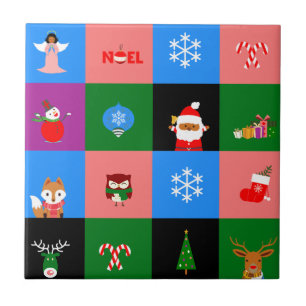 african santa claus colorblock tile