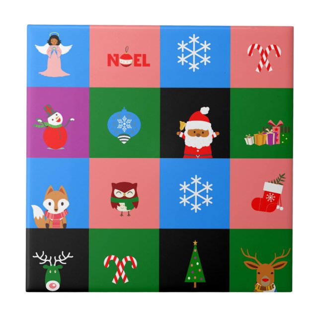 african santa claus colorblock tile (Front)