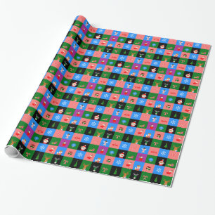 african santa claus colorblock wrapping paper