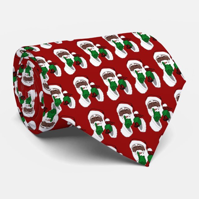 African Santa Clause Tie Christmas Santa Neckties (Rolled)