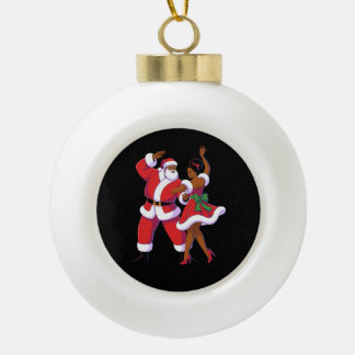 African Santa Dancing Christmas Holiday Xmas Ceramic Ball Christmas Ornament