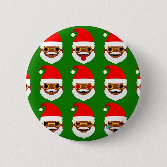 african santa emoji emoticons 6 cm round badge (Front)