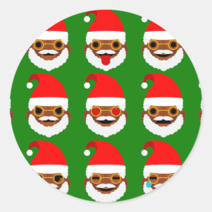 african santa emoji emoticons classic round sticker