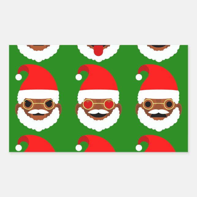 african santa emoji emoticons rectangular sticker (Front)