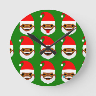 african santa emoji emoticons round clock