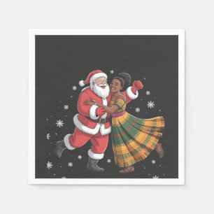 African Santa Mrs Claus Dancing African American Napkin