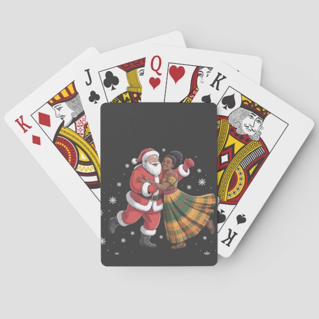 African Santa Mrs Claus Dancing African American   Playing Cards (Back)