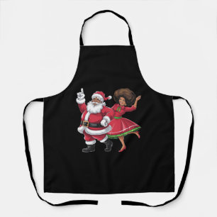 African Santa Mrs Claus Dancing American Christmas Apron