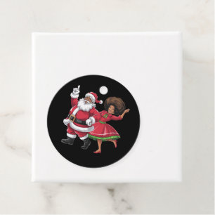 African Santa Mrs Claus Dancing American Christmas Favour Tags