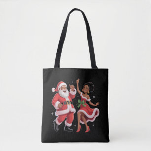 African Santa Mrs Claus Dancing American Christmas Tote Bag