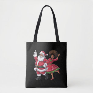 African Santa Mrs Claus Dancing American Christmas Tote Bag