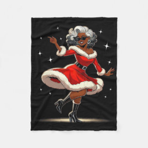 African Santa Wife Dancing African American Christ Fleece Blanket