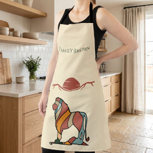 African Savanna Lion Family Name Apron