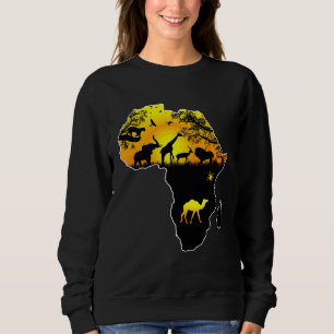 African Savannah Safari Wildlife Africa Map Sweatshirt
