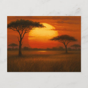 African Savannah - Scenic Illustration Style Postcard