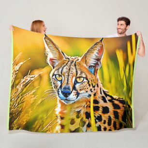 African Savannah Serval Wildcat Look Design Fleece Blanket