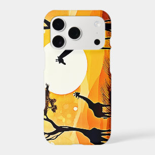 African Savannah Sunset Giraffe Scene