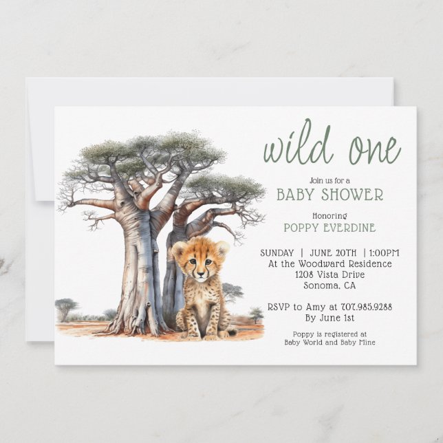 African Savannah Wild One Baby Shower Invitation (Front)