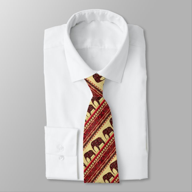 African seamless ethno traditional elephant triabl tie (Tied)