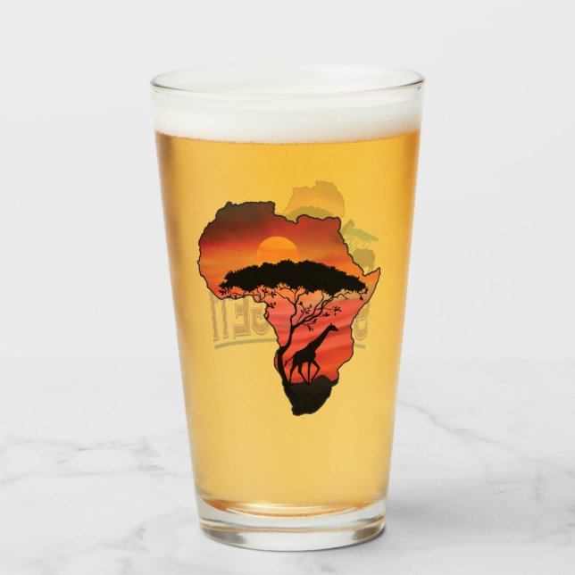 African Serengeti with a Giraffe Glass (Front Filled)