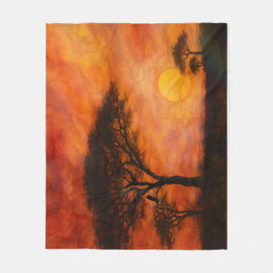 African Serengheti Sunset - Alcohol ink art Fleece Blanket