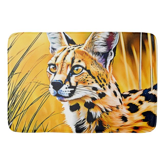 African Serval Art Bath Mat (Front)
