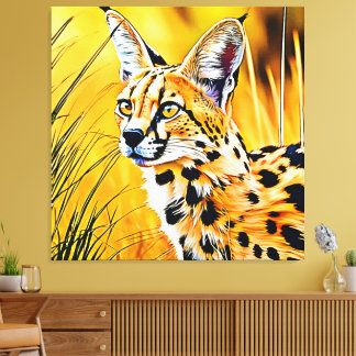 African Serval Art Canvas Print