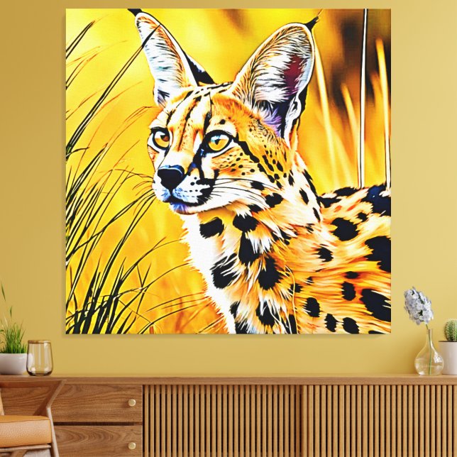 African Serval Art Canvas Print (Insitu(LivingRoom))
