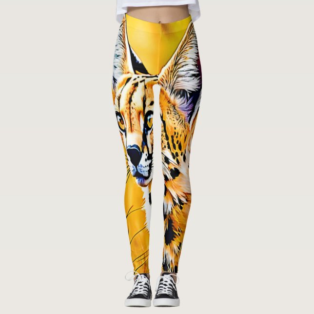 African Serval Art Leggings (Front)