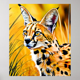 African Serval Art Poster