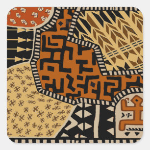 African Shaman Earth Spirits Square Sticker