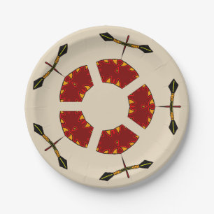 African Shield and Spear Pattern Paper Plate