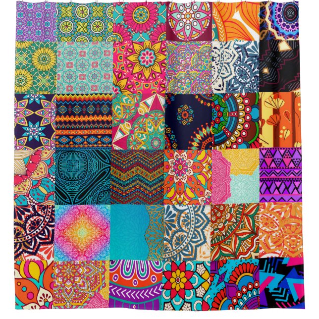 African Shower Curtain Ankara Wax Print Patchwork (Front)